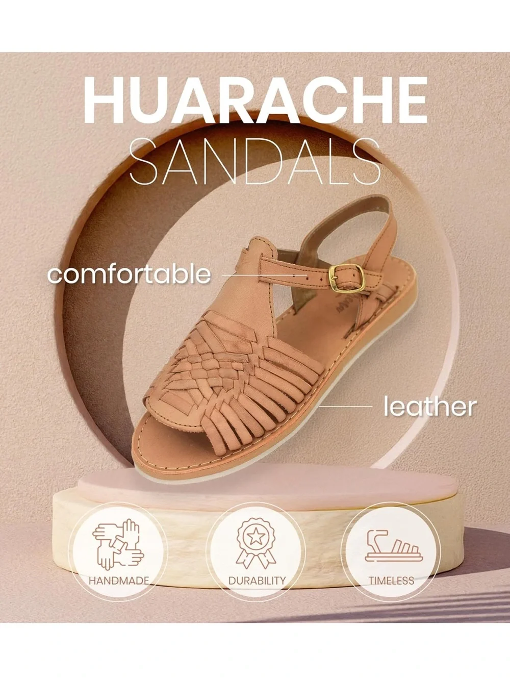 Macarena Tan Leather Huarache Sandals for Women